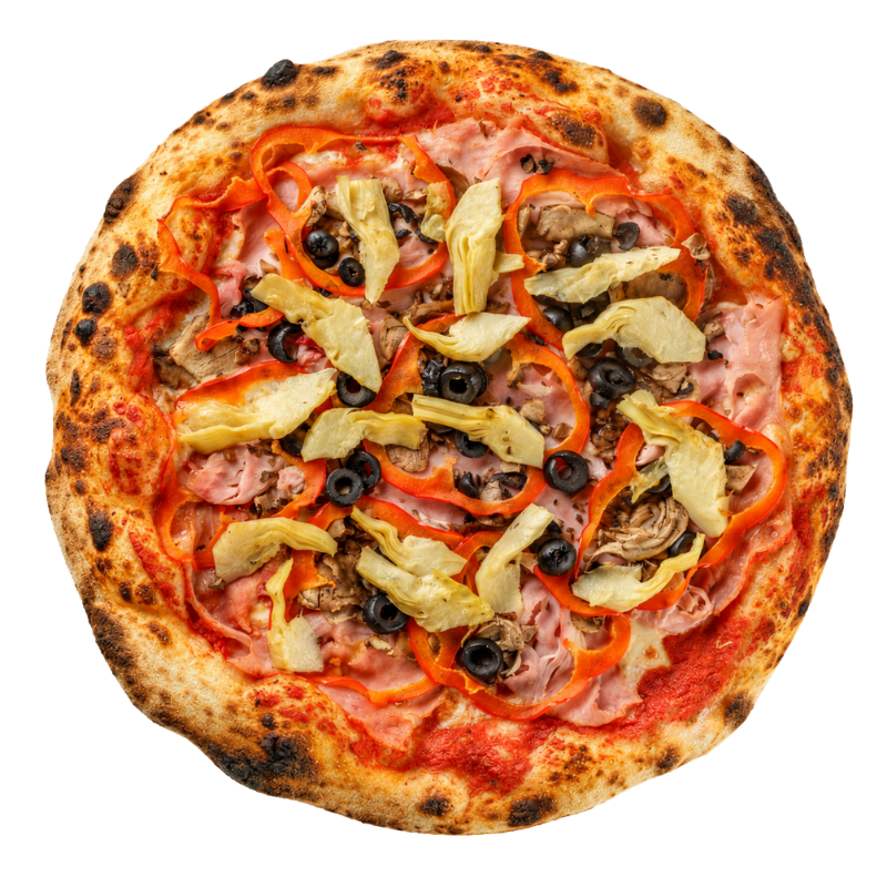 Pizza Capriciosa văzută de sus